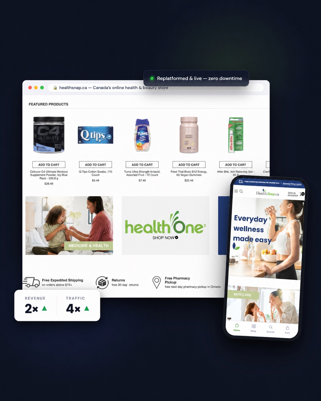 Kohl & Frisch HealthSnap replatform with the updated mobile storefront and 2× revenue and 4× traffic results
