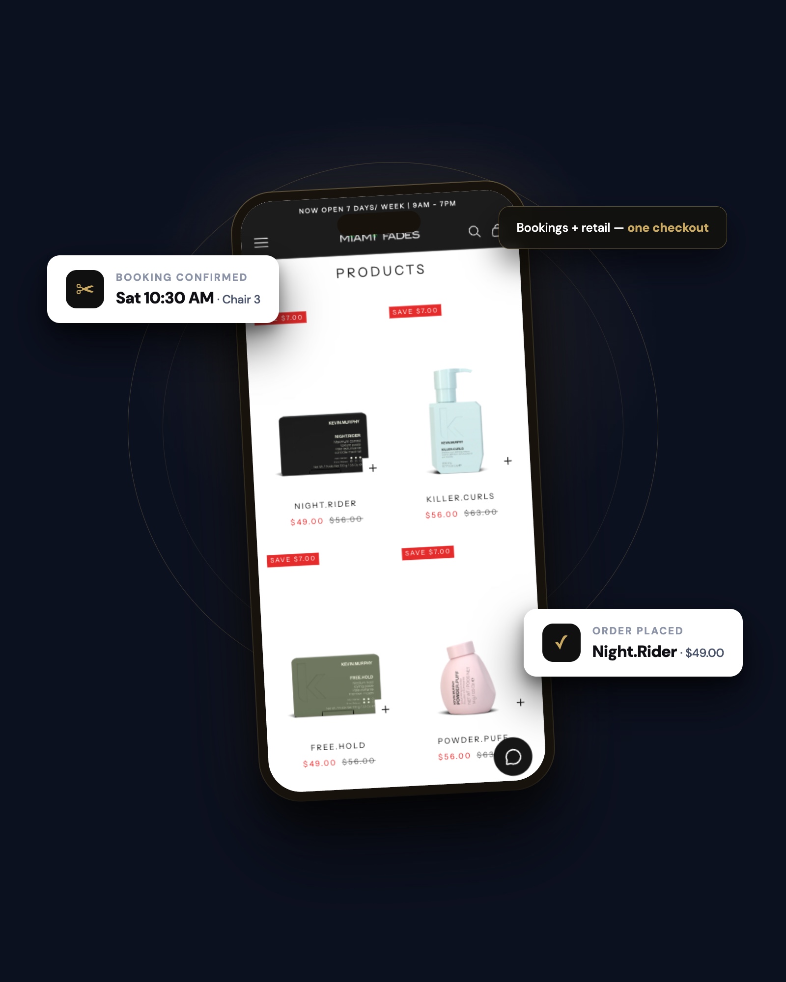 Miami Fades mobile commerce experience with unified booking and retail checkout